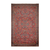 Palace Hand Knotted 100% Wool Vintage Palace Lilihan Traditional Oriental Area Rug Burnt Orange, Navy Color